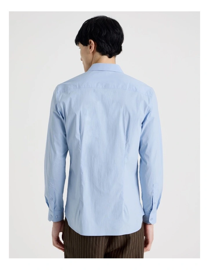Slim Fit Stretch Long Sleeve Shirt in Blue image 6
