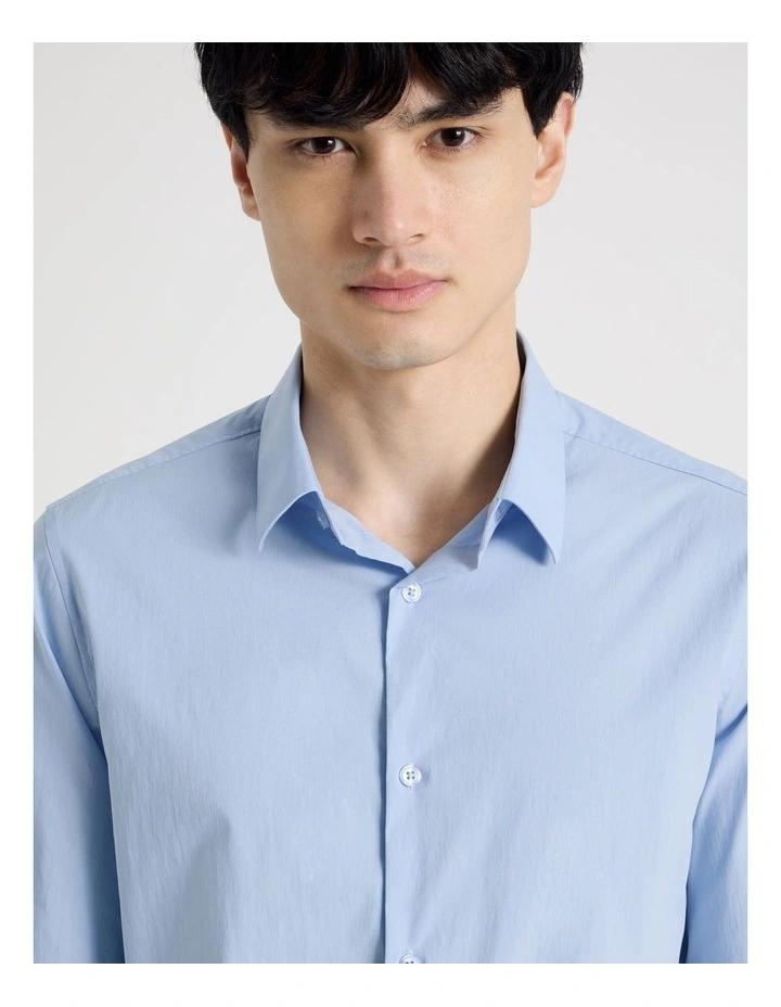 Slim Fit Stretch Long Sleeve Shirt in Blue image 7