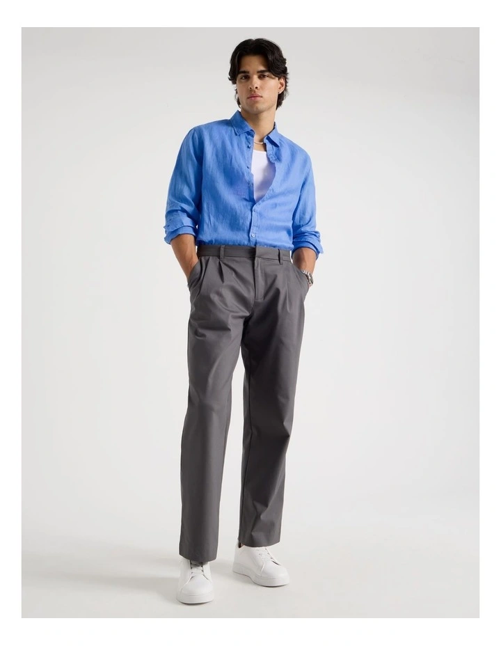 Linen Long Sleeve Shirt in Light Blue image 2