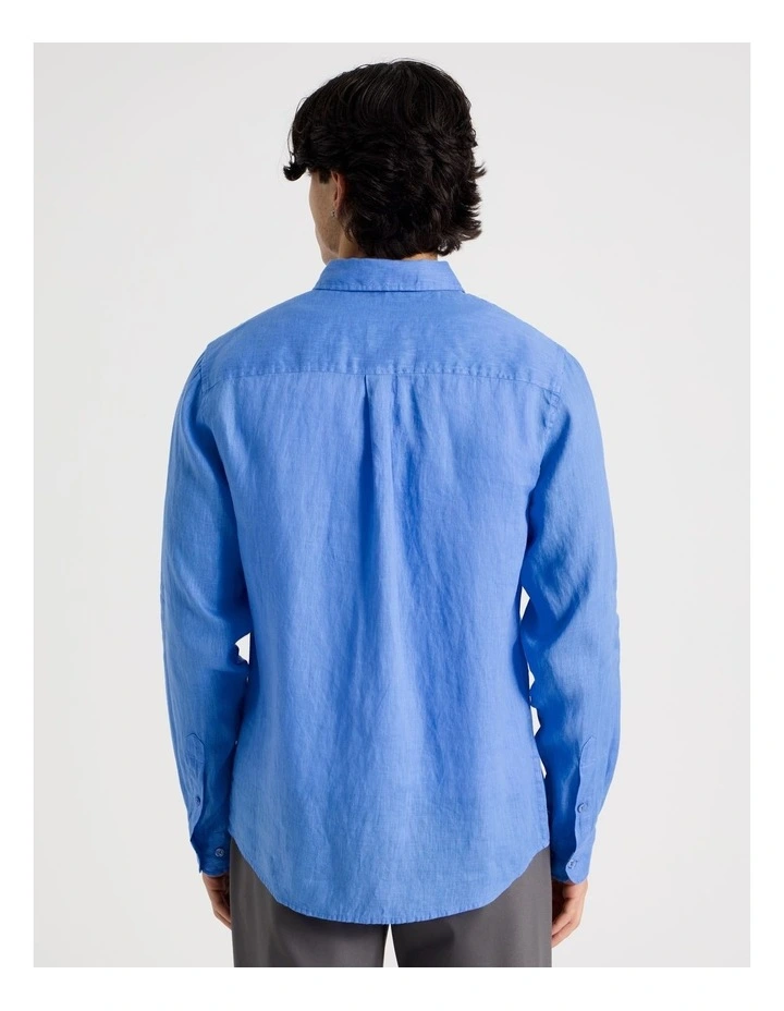 Linen Long Sleeve Shirt in Light Blue image 6