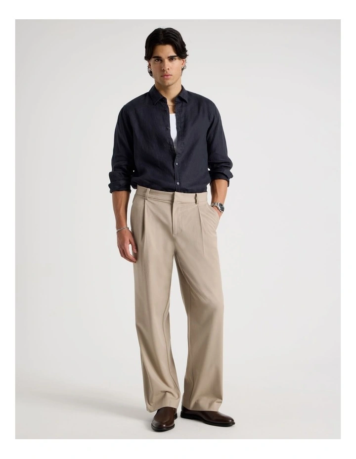 Linen Long Sleeve Shirt in Navy image 2