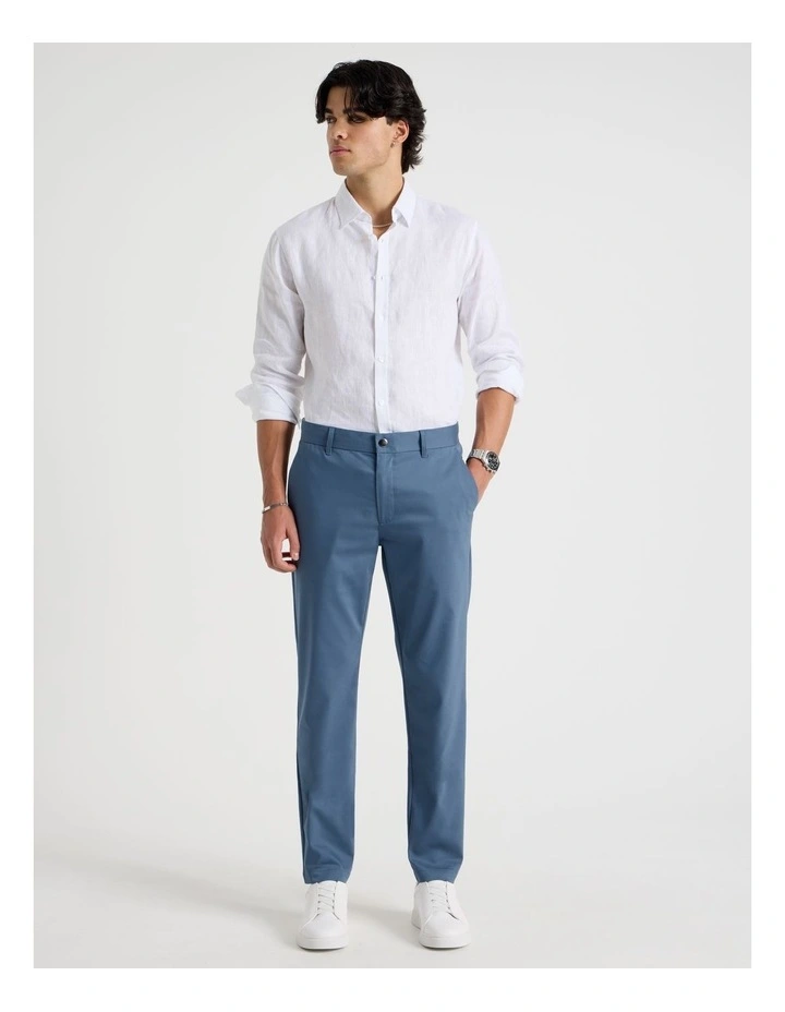 Linen Long Sleeve Shirt in White image 4