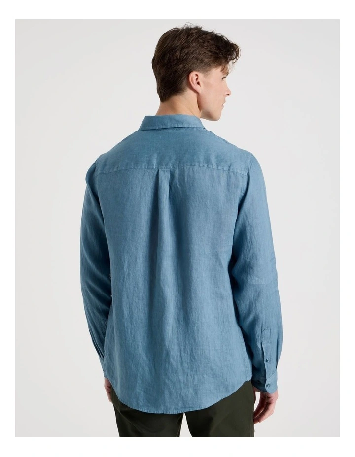 Linen Long Sleeve Shirt in Dusty Blue image 6