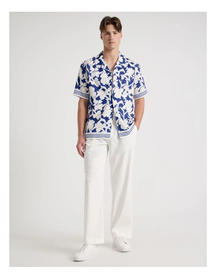 Resort Collar Printed Short Sleeve Shirt in Cobalt image 3