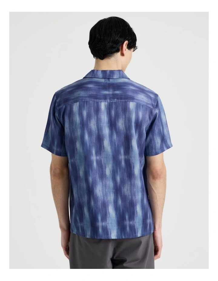 Resort Collar Printed Short Sleeve Shirt in Blue image 6