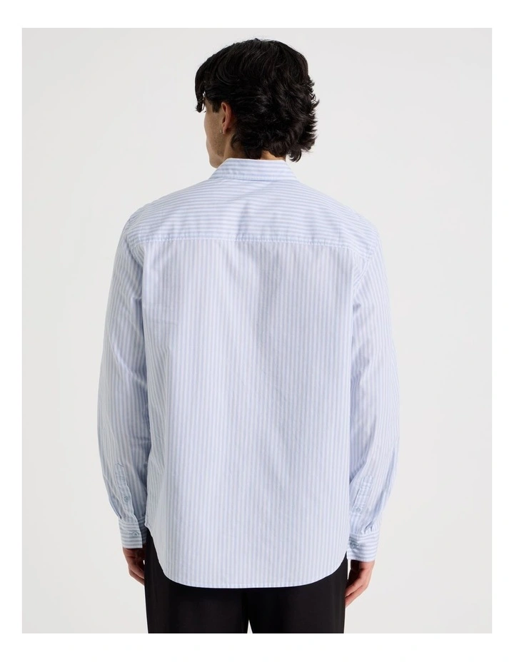 Oversized Striped Long Sleeve Shirt in Light Blue image 6