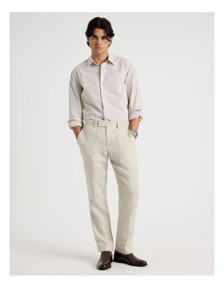 Oversized Striped Long Sleeve Shirt in Natural image 2