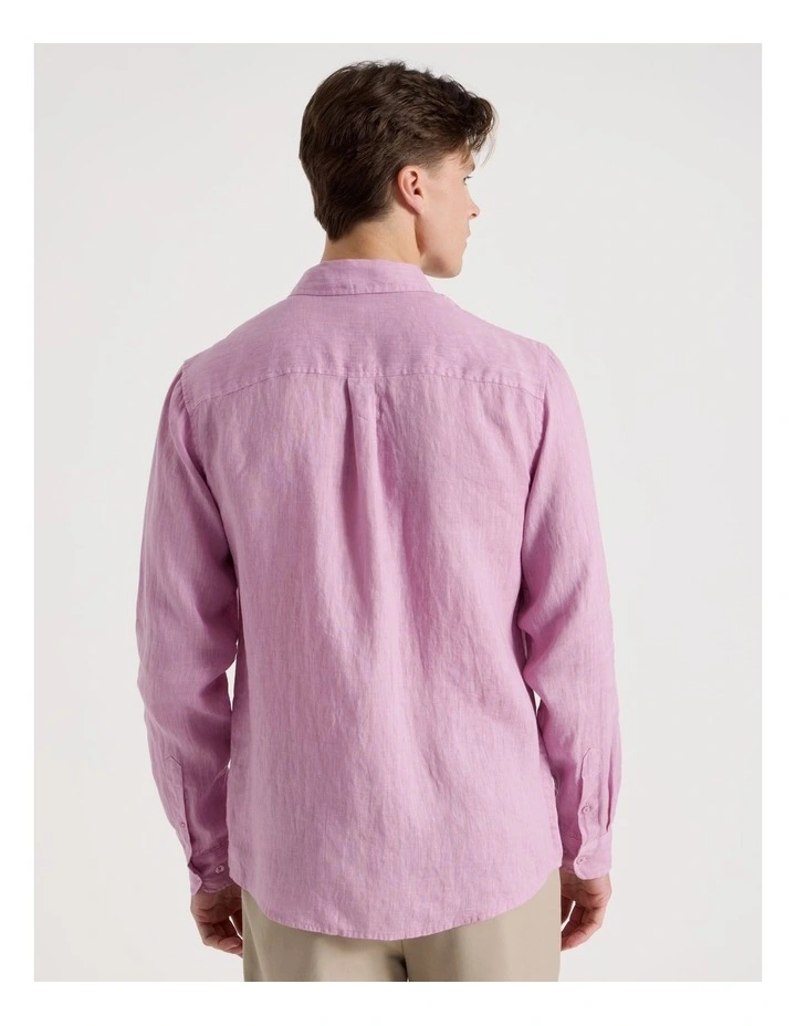 Linen Long Sleeve Shirt in Pink image 6