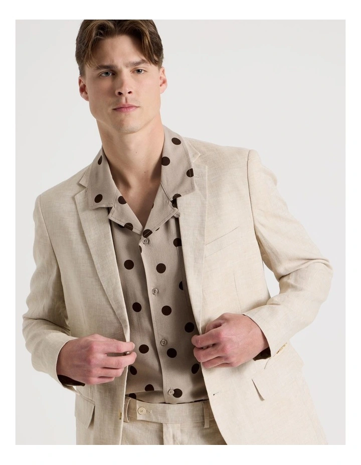 Relaxed Fit Resort Collar Polka Dot Short Sleeve Shirt in Sand image 2