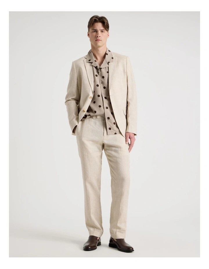 Relaxed Fit Resort Collar Polka Dot Short Sleeve Shirt in Sand image 3