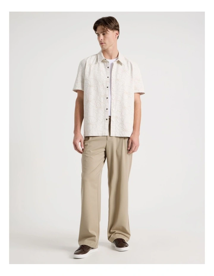 Denim Jacquard Short Sleeve Shirt in Sand image 2