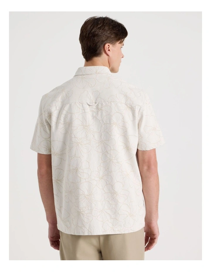 Denim Jacquard Short Sleeve Shirt in Sand image 5