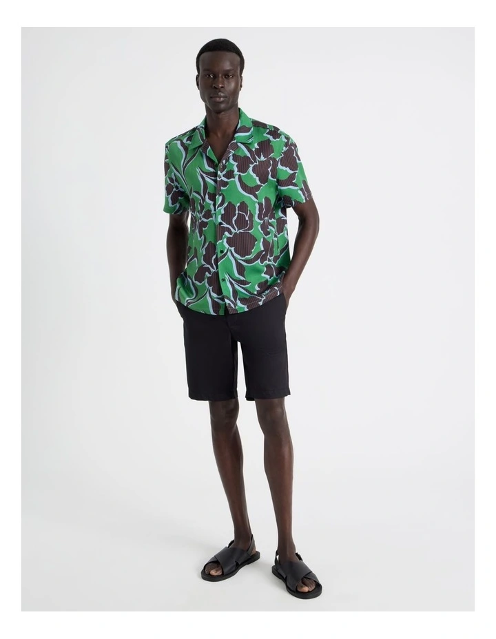 Lyocell Linen Printed Shirt in Green image 2