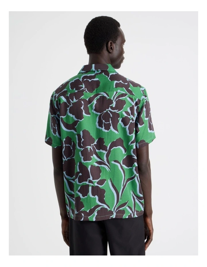 Lyocell Linen Printed Shirt in Green image 6
