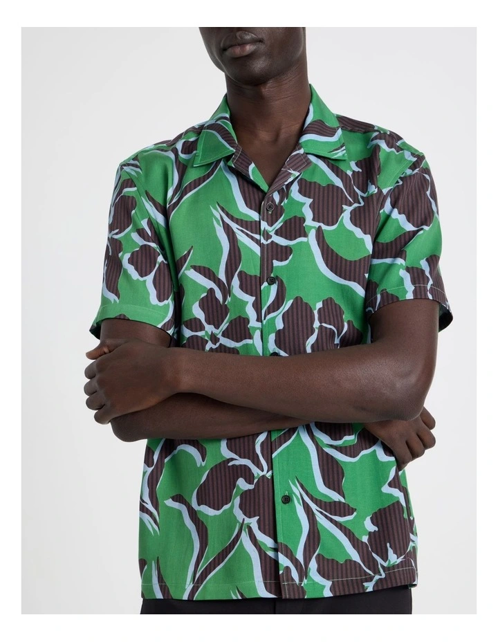 Lyocell Linen Printed Shirt in Green image 7