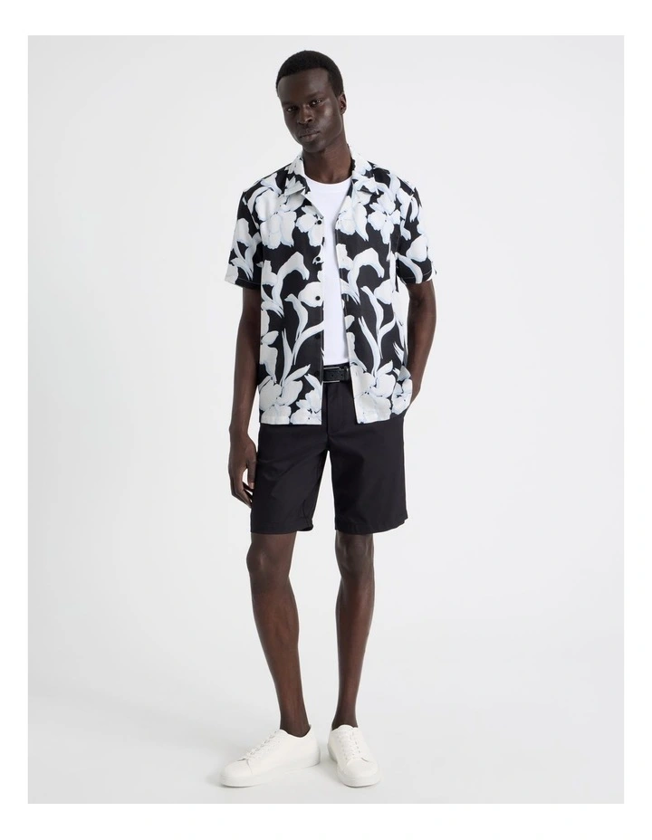 Lyocell Linen Printed Shirt in Black image 2