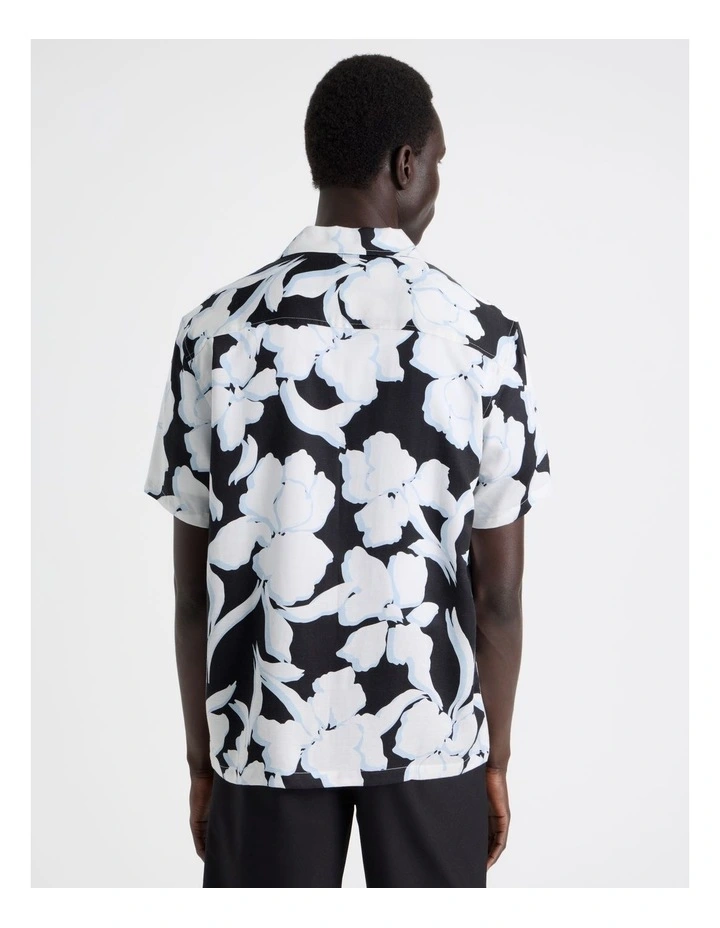 Lyocell Linen Printed Shirt in Black image 6