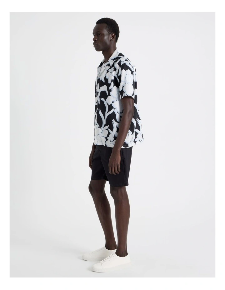 Lyocell Linen Printed Shirt in Black image 7