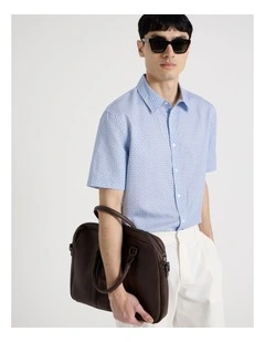 Geo Print Short Sleeve Shirt in Blue