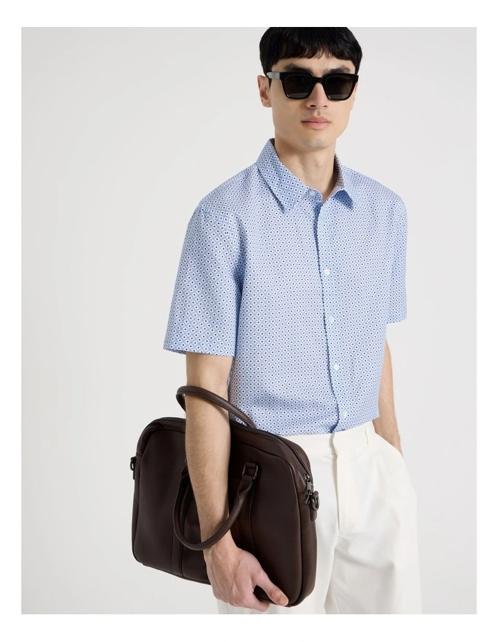 Geo Print Short Sleeve Shirt in Blue image 1