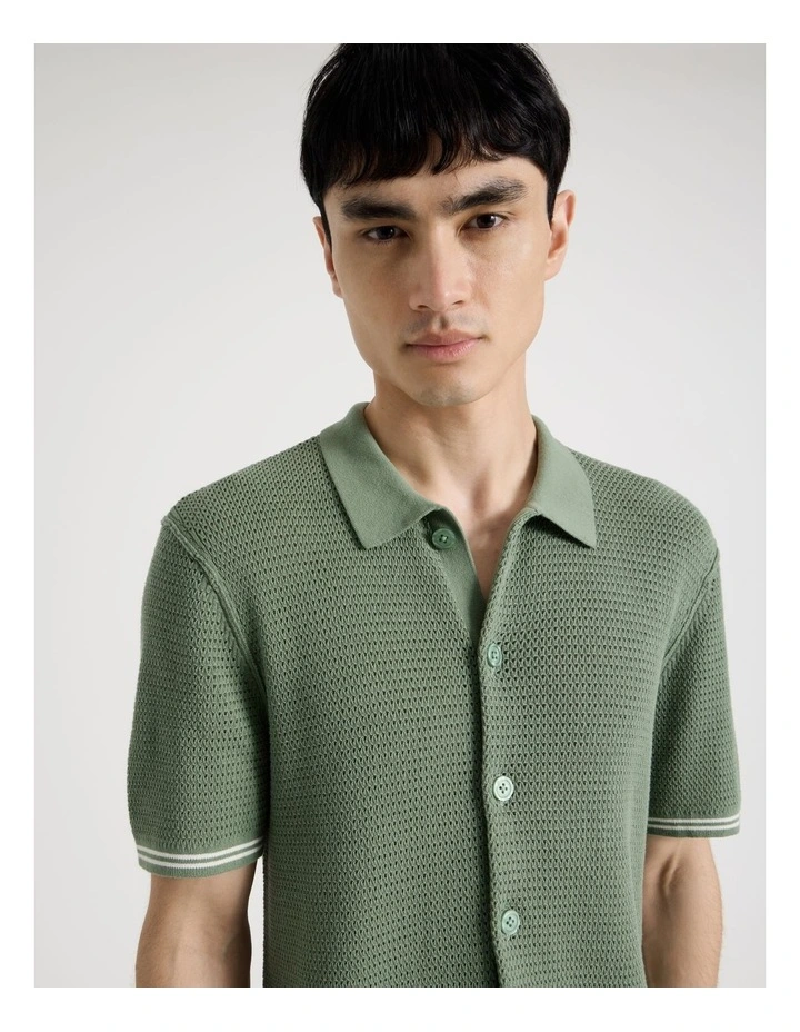 Short Sleeve Knit Shirt in Green image 2