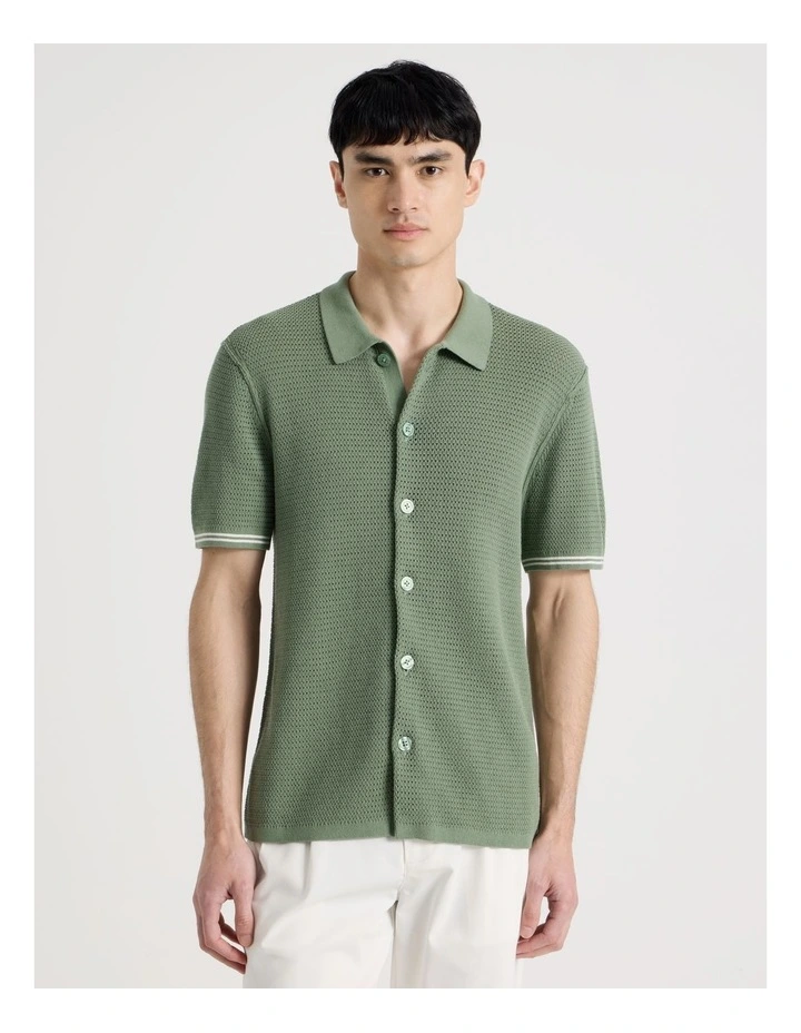 Short Sleeve Knit Shirt in Green image 5