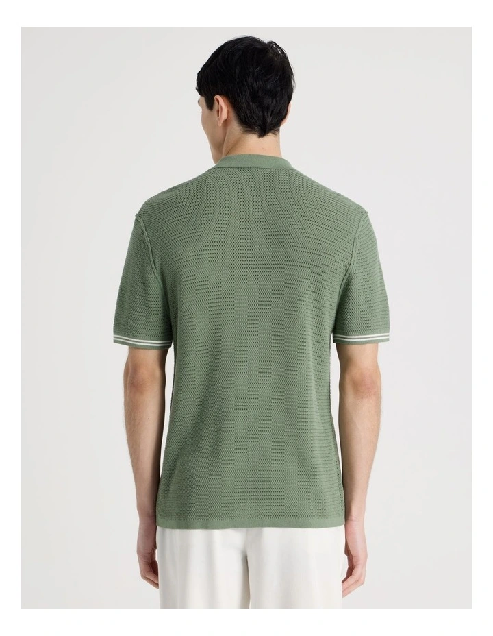Short Sleeve Knit Shirt in Green image 6