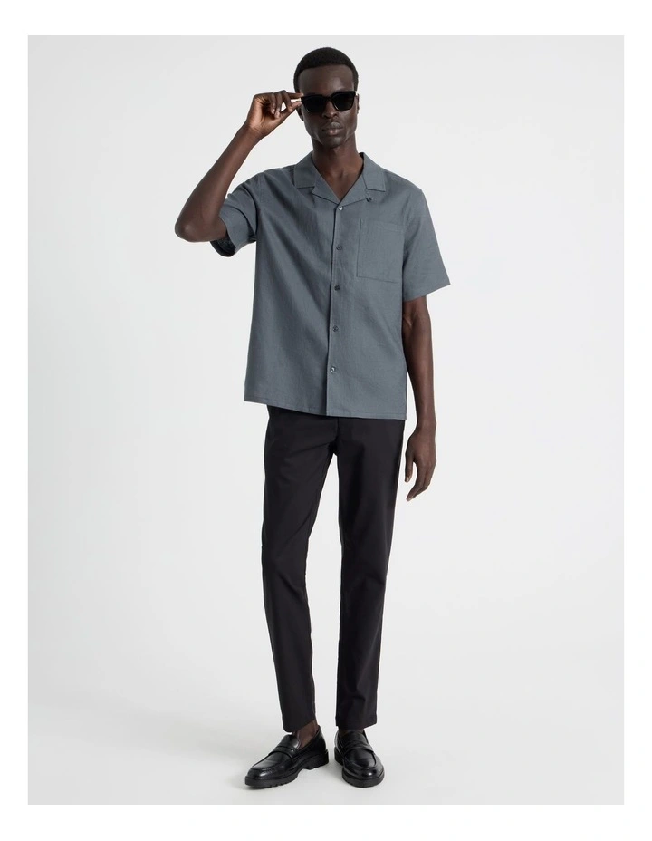 Linen Lyocell Short Sleeve Shirt in Grey image 2