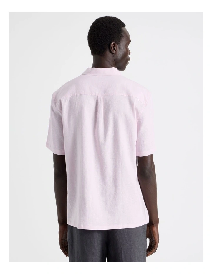 Linen Lyocell Short Sleeve Shirt in Pink image 6