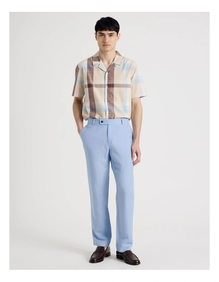 Check Print Short Sleeve Shirt in Sand image 2