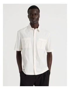 Utility Pocket Short Sleeve Shirt in White