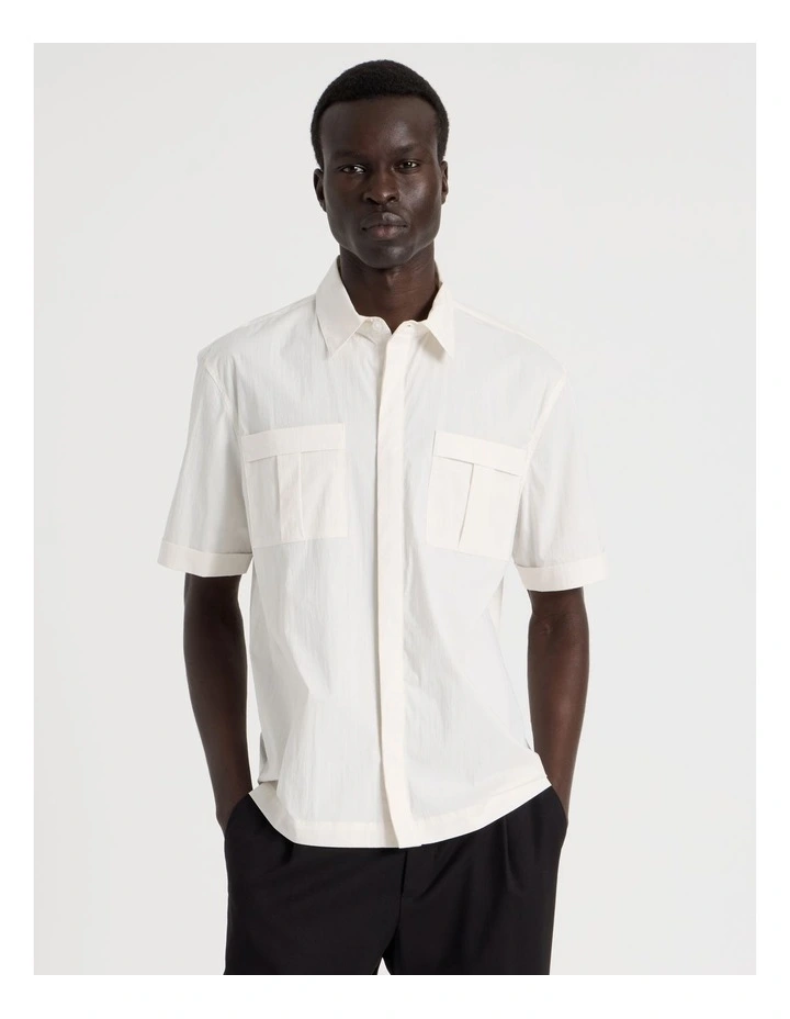 Utility Pocket Short Sleeve Shirt in White image 1