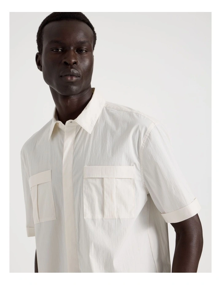 Utility Pocket Short Sleeve Shirt in White image 2