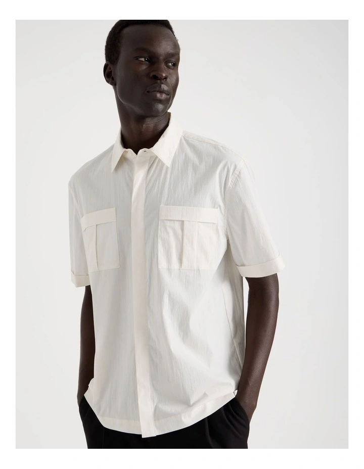 Utility Pocket Short Sleeve Shirt in White image 4