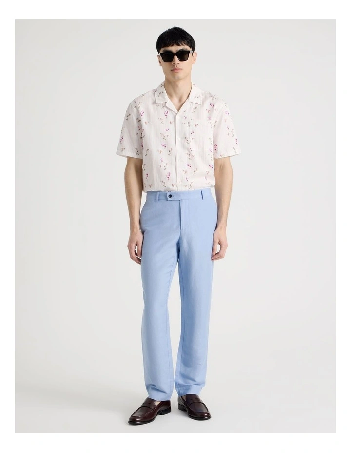 Pinstripe Floral Short Sleeve Shirt in Pink image 3