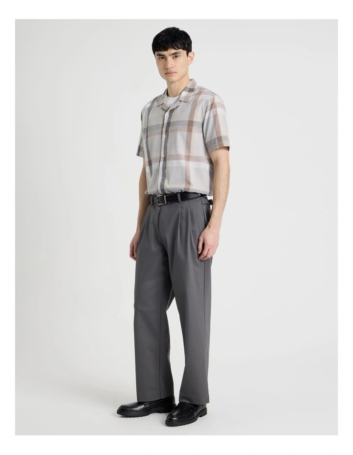 Check Print Short Sleeve Shirt in Grey image 3