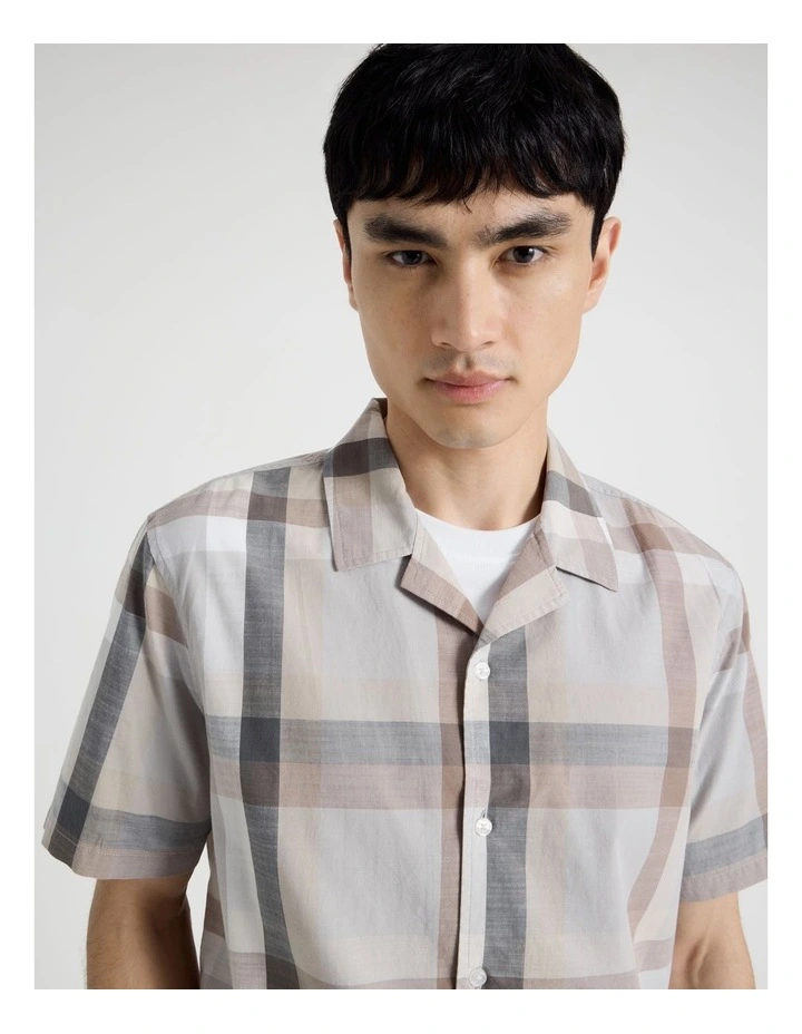 Check Print Short Sleeve Shirt in Grey image 4