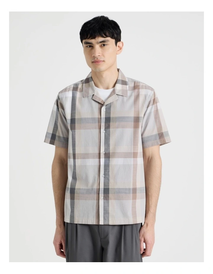 Check Print Short Sleeve Shirt in Grey image 5