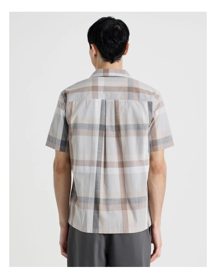 Check Print Short Sleeve Shirt in Grey image 6