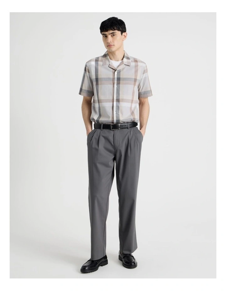 Check Print Short Sleeve Shirt in Grey image 7