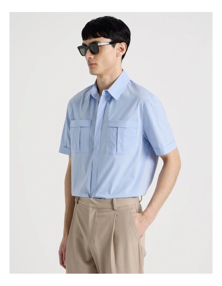 Utility Pocket Short Sleeve Shirt in Light Blue image 3