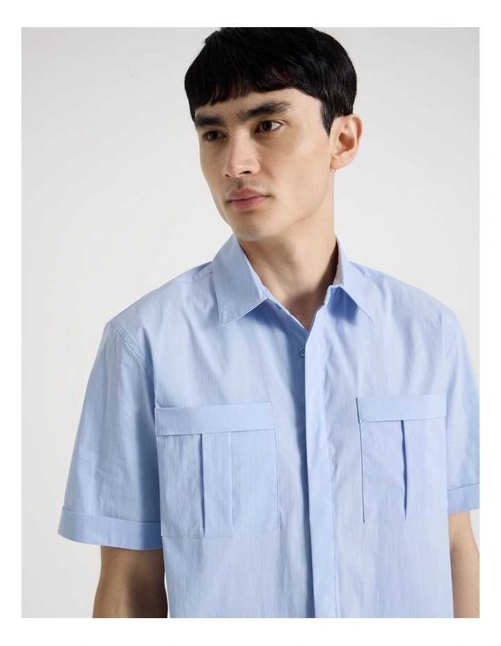 Utility Pocket Short Sleeve Shirt in Light Blue image 4