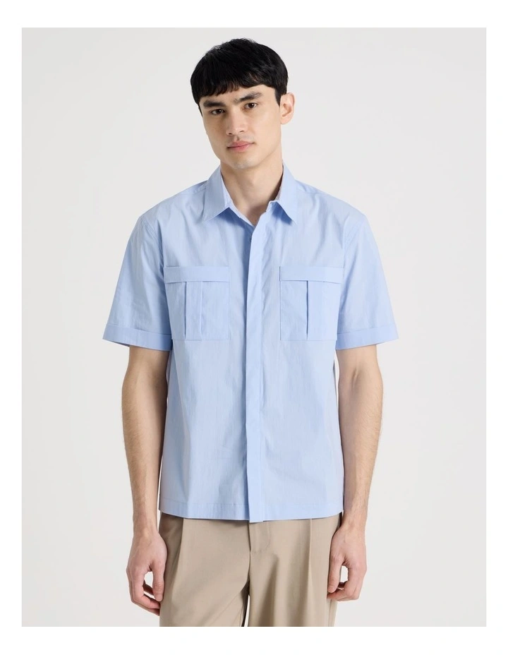 Utility Pocket Short Sleeve Shirt in Light Blue image 5