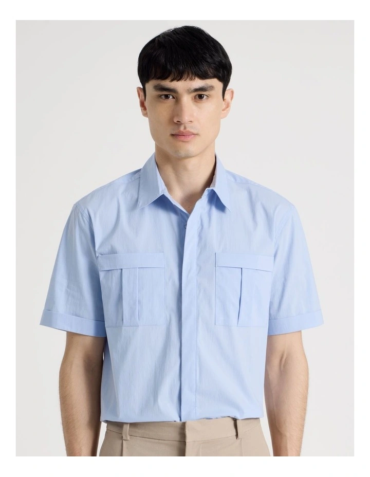 Utility Pocket Short Sleeve Shirt in Light Blue image 7