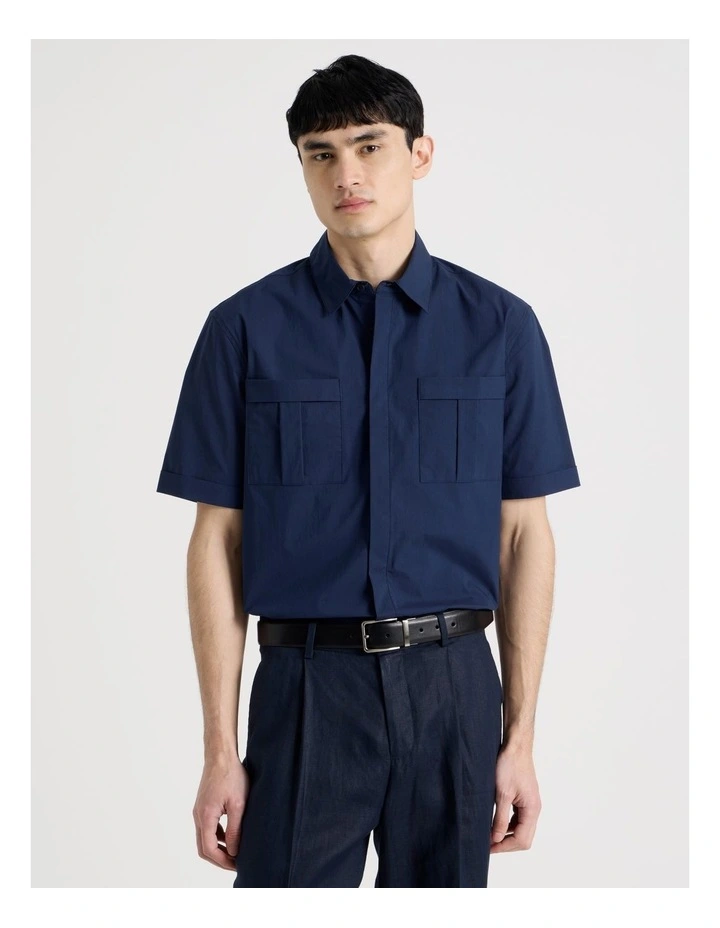 Utility Pocket Short Sleeve Shirt in Navy image 1