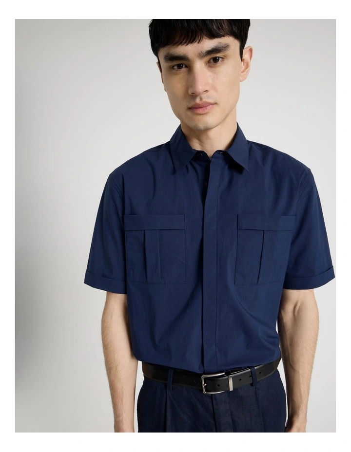 Utility Pocket Short Sleeve Shirt in Navy image 2