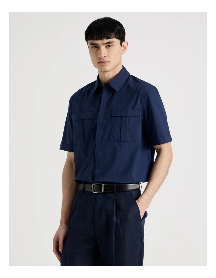 Utility Pocket Short Sleeve Shirt in Navy image 3