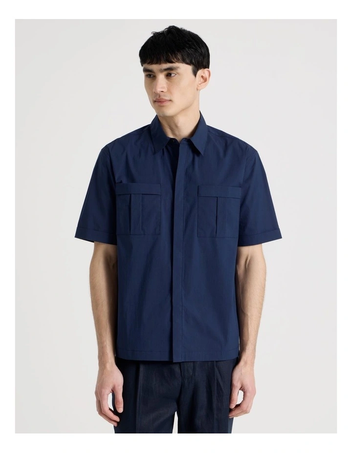 Utility Pocket Short Sleeve Shirt in Navy image 5