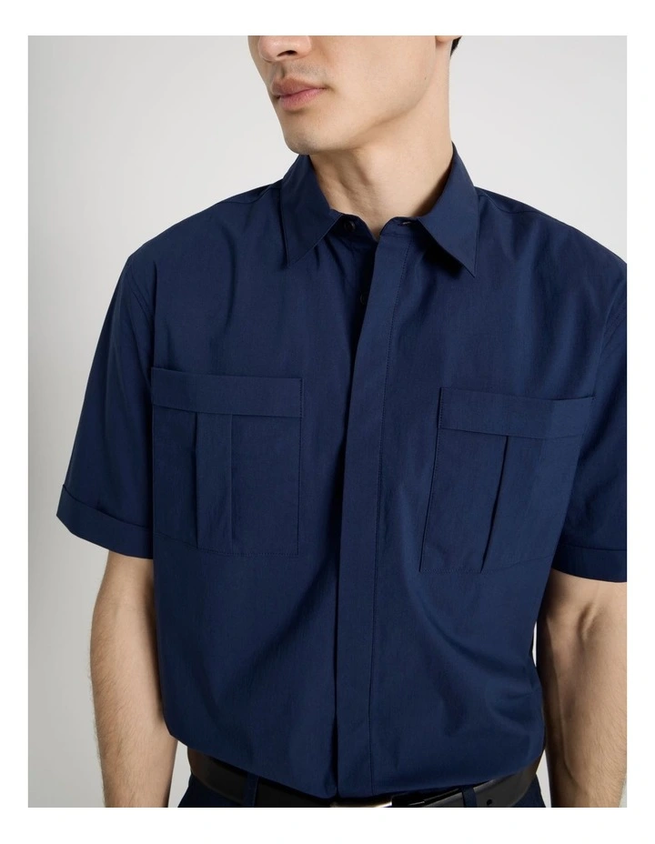 Utility Pocket Short Sleeve Shirt in Navy image 7