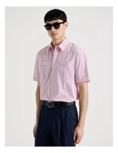 Utility Pocket Short Sleeve Shirt in Pink